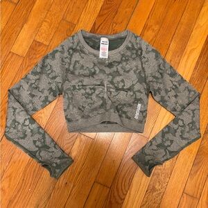 Gymshark Olive Camo Crop Top